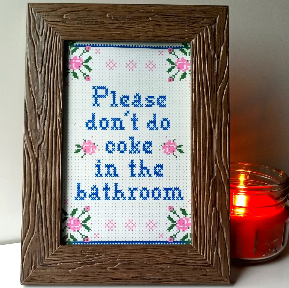 Don't do c@ke funny Bathroom Restroom washroom Faux Framed Art Print Funny Photo - Picture 3 of 7